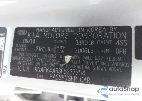 2015 Kia Forte Lx из США, поврежденный, VIN KNAFK4A63F5337754